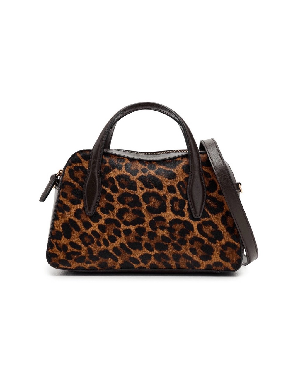 Madewel Soft Grain Small Satchel-Haircalf Leopard-Print in Brown and Black